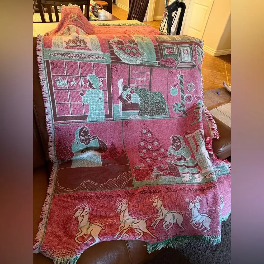 Festive Santa Holiday Throw Christmas Blanket